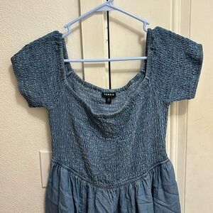 Torrid size 00 off shoulder denim dress